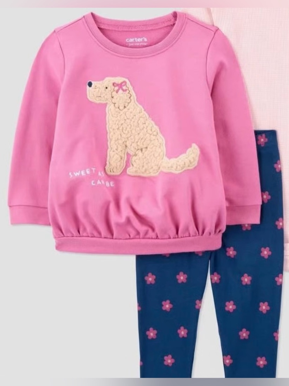 Carter's Puppy Applique & Navy Floral Leggings Set